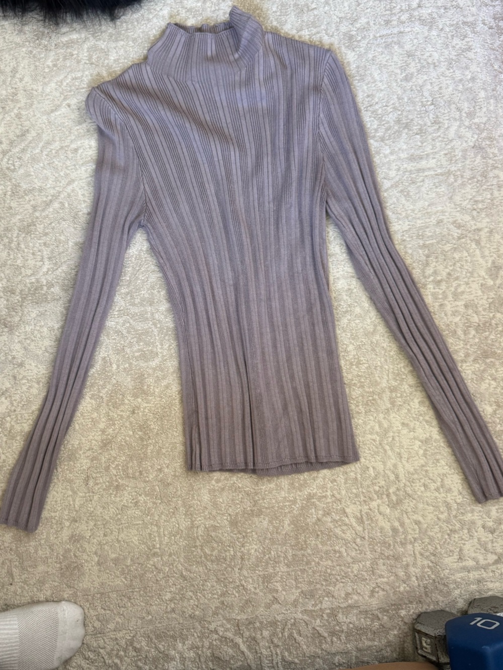 Abercrombie & Fitch Ribbed Knit Top in Dusty Lavender